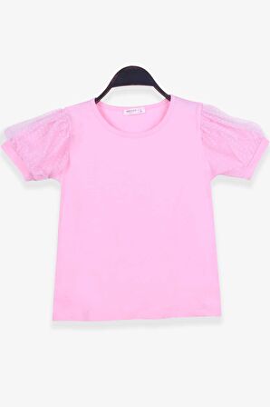 Breeze Kız Çocuk Tişört Kolları Tüllü 8-12 Yaş, Pudra