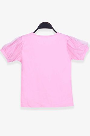 Breeze Kız Çocuk Tişört Kolları Tüllü 8-12 Yaş, Pudra