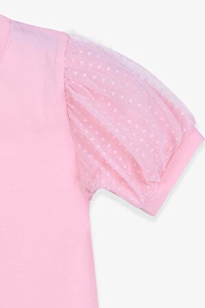 Breeze Kız Çocuk Tişört Kolları Tüllü 8-12 Yaş, Somon