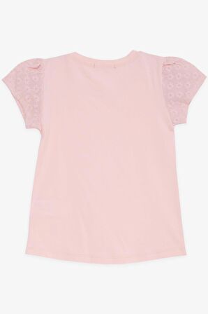 Breeze Kız Çocuk Tişört Kolları Fistolu 3-8 Yaş, Pudra