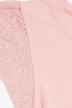 Breeze Kız Çocuk Tişört Kolları Fistolu 3-8 Yaş, Pudra