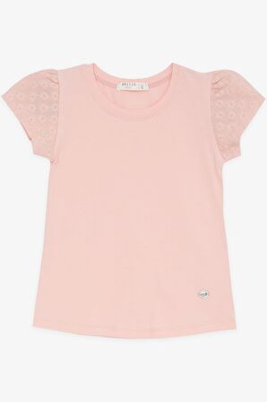 Breeze Kız Çocuk Tişört Kolları Fistolu 3-8 Yaş, Somon
