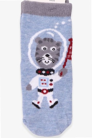 Katamino Erkek Çocuk Soket Çorap Astronot Köpek 1-2-7-8 Yaş, Açık Mavi