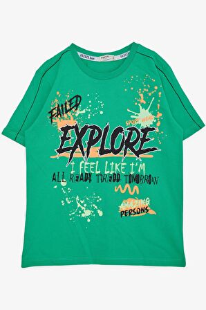 Breeze Erkek Çocuk Tişört Baskılı 8-14 Yaş, Yeşil