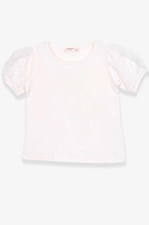 Breeze Kız Çocuk Tişört Kolları Tüllü 3-7 Yaş, Ekru