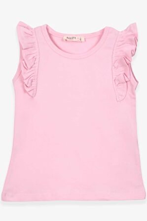 Breeze Kız Çocuk Tişört Kolları Fırfırlı 3-7 Yaş, Pudra