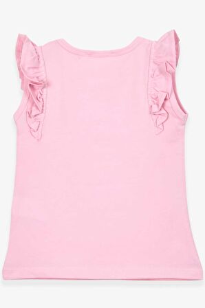 Breeze Kız Çocuk Tişört Kolları Fırfırlı 3-7 Yaş, Pudra