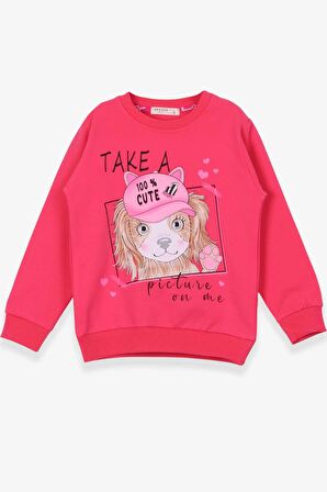 Breeze Kız Çocuk Sweatshirt Köpekcik Baskılı 3-7 Yaş, Mercan