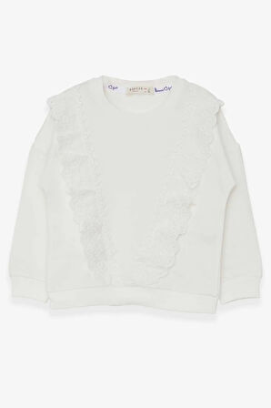 Breeze Kız Çocuk Sweatshirt Güpürlü 1.5-5 Yaş, Ekru