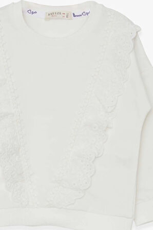 Breeze Kız Çocuk Sweatshirt Güpürlü 1.5-5 Yaş, Ekru