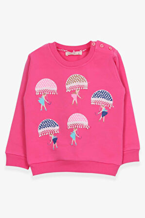 Breeze Kız Çocuk Sweatshirt Şemsiyeli Kız Baskılı 1.5-5 Yaş, Pembe