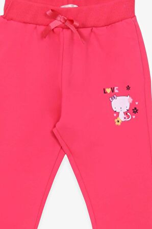 Breeze Kız Bebek Eşofman Altı Kedi Baskılı 6 Ay-2 Yaş, Mercan