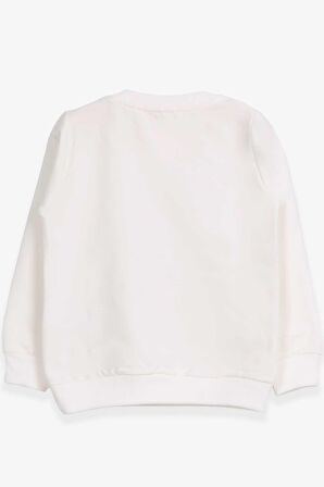 Breeze Kız Çocuk Sweatshirt Baskılı Pullu Unicorn 2-6 Yaş, Ekru