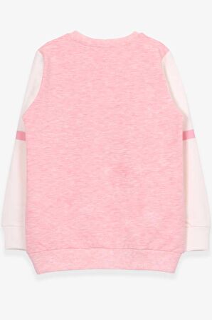 Breeze Kız Çocuk Sweatshirt Simli Yazı Baskılı 8-14 Yaş, Somon Melanj
