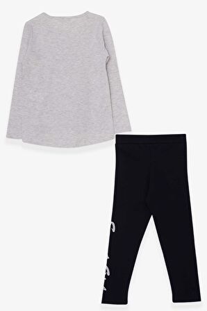 Breeze Kız Çocuk Tatylı Takım Kelebekli Kız Baskılı 5-10 Yaş, Açık Gri Melanj