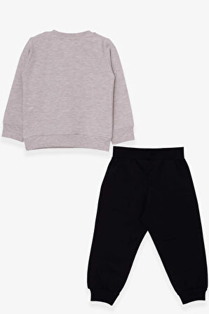 Breeze Erkek Bebek Eşofman Takımı Yarış Temalı 9 Ay-3 Yaş, Bej Melanj