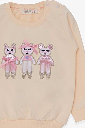 Breeze Kız Çocuk Sweatshirt Sevimli Hayvancıklar Baskılı 1.5-5 Yaş, Krem