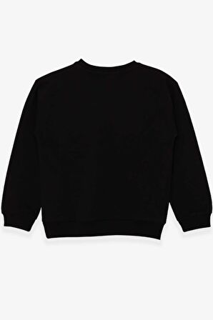 Breeze Kız Çocuk Sweatshirt Pullu Baskılı 9-14 Yaş, Siyah