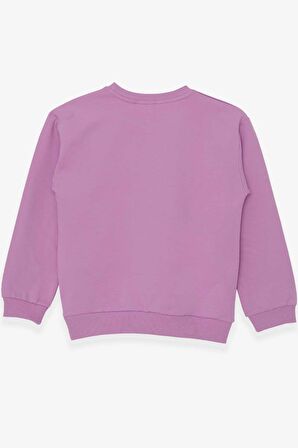 Breeze Kız Çocuk Sweatshirt Pullu Baskılı 9-14 Yaş, Eflatun