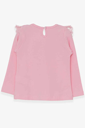 Breeze Kız Çocuk Uzun Kollu Tişört Fiyonklu Güpürlü 1.5-5 Yaş, Pudra