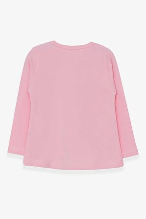 Breeze Kız Çocuk Uzun Kollu Tişört Cepli Tavşancık Baskılı 1.5-5 Yaş, Pudra