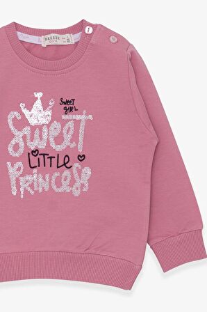 Breeze Kız Çocuk Sweatshirt Nakışlı Pullu 1-4 Yaş, Gülkurusu