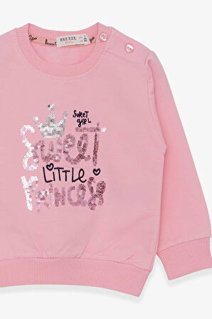 Breeze Kız Çocuk Sweatshirt Nakışlı Pullu 1-4 Yaş, Pudra