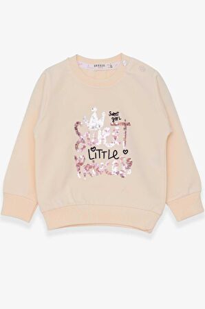 Breeze Kız Çocuk Sweatshirt Nakışlı Pullu 1-4 Yaş, Krem