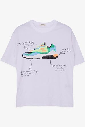 Breeze Erkek Çocuk Tişört Renkli Ayakkabı Baskılı 9-16 Yaş, Beyaz