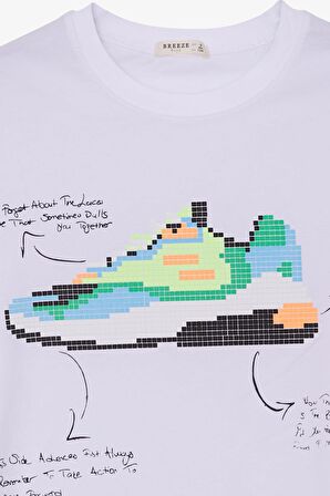 Breeze Erkek Çocuk Tişört Renkli Ayakkabı Baskılı 9-16 Yaş, Beyaz