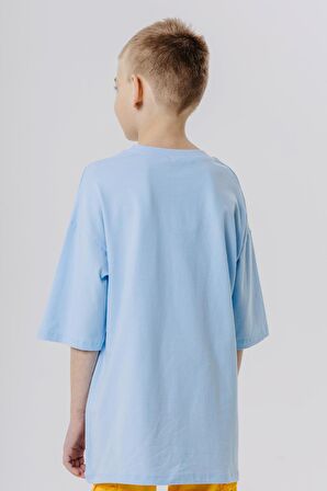 Breeze Erkek Çocuk Tişört Renkli Ayakkabı Baskılı 9-16 Yaş, Açık Mavi