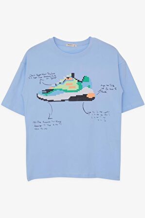 Breeze Erkek Çocuk Tişört Renkli Ayakkabı Baskılı 9-16 Yaş, Açık Mavi