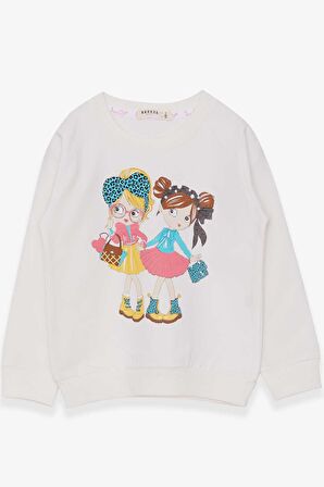 Breeze Kız Çocuk Sweatshirt Kız Baskılı 2-6 Yaş, Ekru