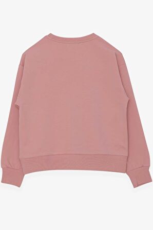 Breeze Kız Çocuk Sweatshirt Pullu Kız Baskılı 8-14 Yaş, Somon
