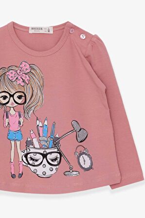 Breeze Kız Çocuk Uzun Kollu Tişört Ressam Kız Baskılı 1-4 Yaş, Gülkurusu