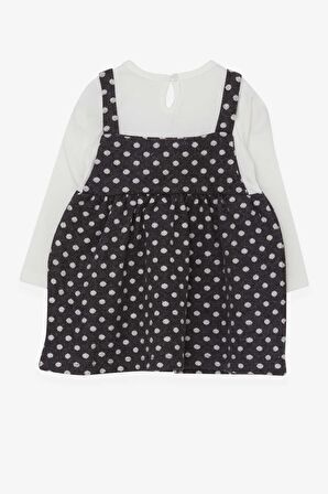 Breeze Kız Çocuk Uzun Kollu Elbise Fiyonklu Puantiye Desenli 1.5-5 Yaş, Füme