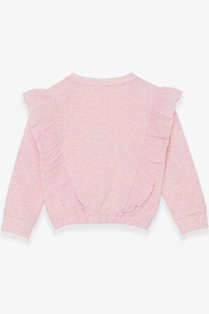 Breeze Kız Çocuk Sweatshirt Beli Lastikli 4-8 Yaş, Somon Melanj