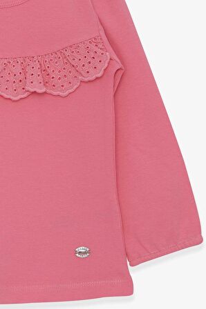 Breeze Kız Çocuk Uzun Kollu Tişört Fırıfırlı 3-8 Yaş, Pembe
