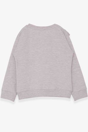 Breeze Kız Çocuk Sweatshirt Güpürlü 4-9 Yaş, Bej Melanj