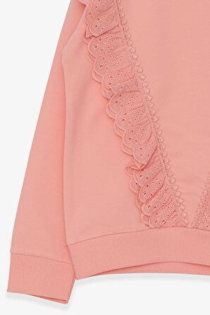 Breeze Kız Çocuk Sweatshirt Güpürlü 4-9 Yaş, Somon