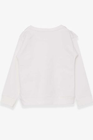 Breeze Kız Çocuk Sweatshirt Güpürlü 4-9 Yaş, Ekru