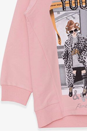 Breeze Kız Çocuk Sweatshirt Dostluk Temalı 6-12 Yaş, Pudra