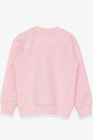 Breeze Kız Çocuk Sweatshirt Simli Kedicik Baskılı 1.5-5 Yaş, Somon Melanj