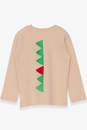 Breeze Erkek Çocuk Uzun Kollu Tişört Dinozor Baskılı 2-6 Yaş, Bej