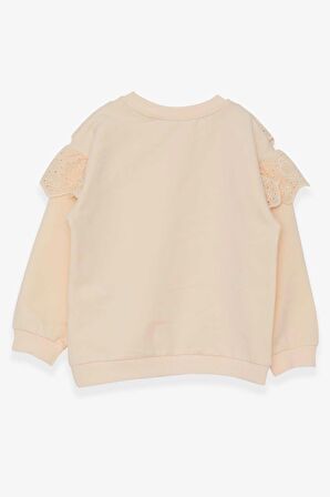 Breeze Kız Çocuk Sweatshirt Güpürlü 4-8 Yaş, Krem