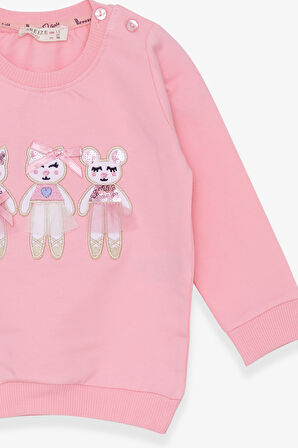 Breeze Kız Çocuk Sweatshirt Hayvancık Baskılı 1.5-5 Yaş, Pudra