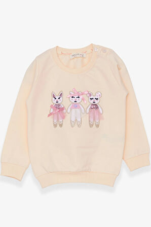 Breeze Kız Çocuk Sweatshirt Hayvancık Baskılı 1.5-5 Yaş, Krem