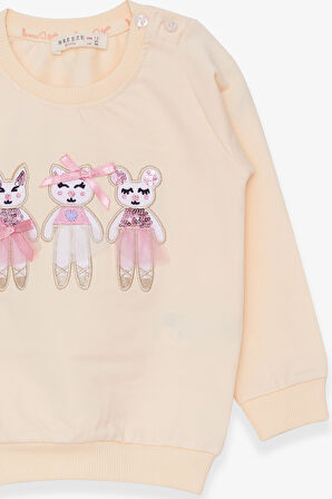 Breeze Kız Çocuk Sweatshirt Hayvancık Baskılı 1.5-5 Yaş, Krem