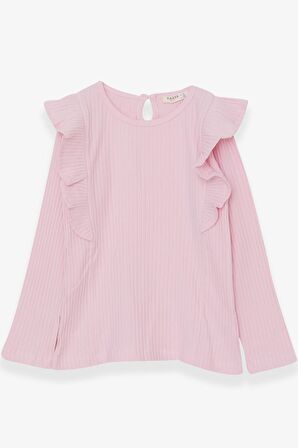 Breeze Kız Çocuk Uzun Kollu Bluz Omuzu Fırfırlı 6-12 Yaş, Pudra