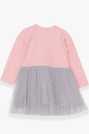 Breeze Kız Çocuk Uzun Kollu Elbise Pullu Yazı Baskılı 1.5-5 Yaş, Pudra